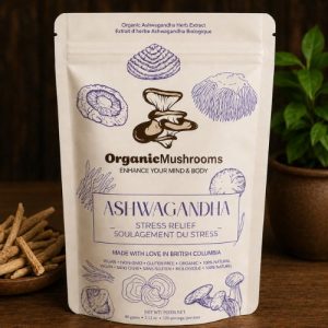 Premium Organic Ashwagandha Powder in a 60g resealable pouch. Organic adaptogenic herb traditionally used to support stress management, relaxation, balance, and daily wellness.